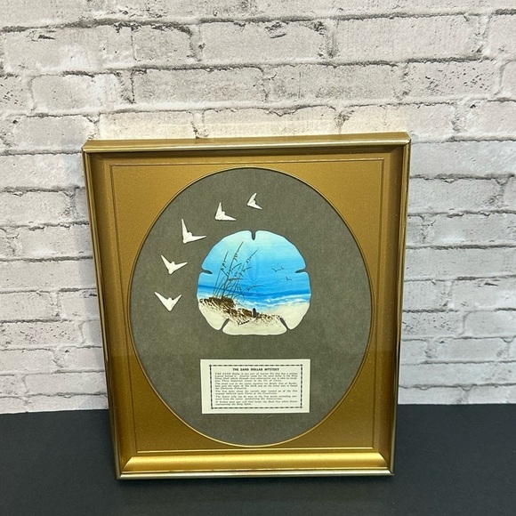 Sand Dollar Mystery Framed Shadow Box Art 9 in X 11 in Real Painted Sand Dollar - Picture 1 of 8